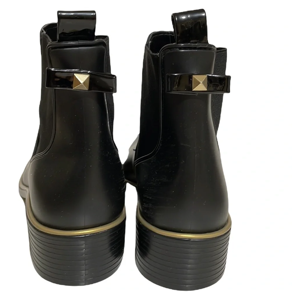 Kate Spade Sedgwick Black Rubber Rain Ankle Boots Size 9 - Picture 8 of 16